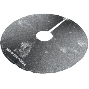 Saia Para Árvore De Natal De Poliéster Flores de Árvore de Natal e Flocos de Neve   Prata