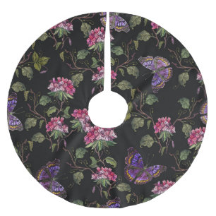 Saia Para Árvore De Natal De Poliéster Flores de Datura Bordados: Arte Botânica