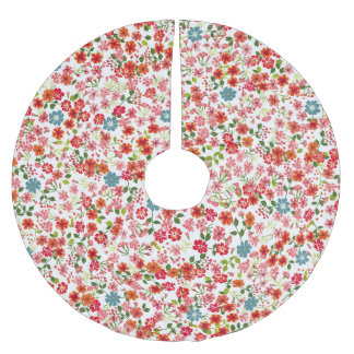 Saia Para Árvore De Natal De Poliéster Flores de pequena escala, estilo calico, moto sem