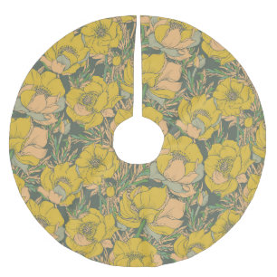 Saia Para Árvore De Natal De Poliéster Flores de Trollius Primavera gráfico