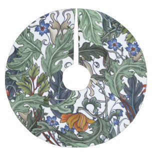 Saia Para Árvore De Natal De Poliéster Flores, deco de arte, moderno, sem costura.