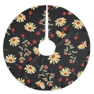 Saia Para Árvore De Natal De Poliéster Flores do outono: Harmonia Vermelho-Laranja.