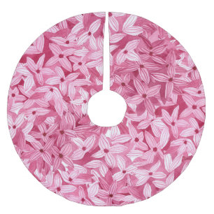 Saia Para Árvore De Natal De Poliéster Flores lilases de aquarelas: fundo floral rosa