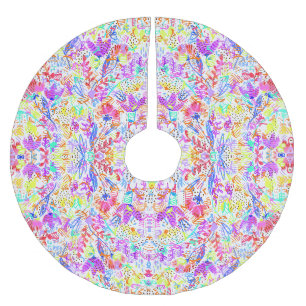 Saia Para Árvore De Natal De Poliéster Flores pastéis abstratas