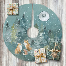 Floresta da Família Fox Luar Cheio de Neve Monogra