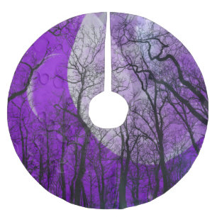 Saia Para Árvore De Natal De Poliéster Floresta da lua roxa personaliza saia da árvore co