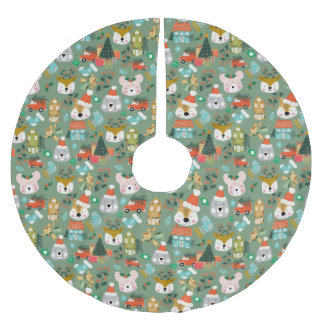 Saia Para Árvore De Natal De Poliéster Florestas Papais noeis-Cachorros Verdes