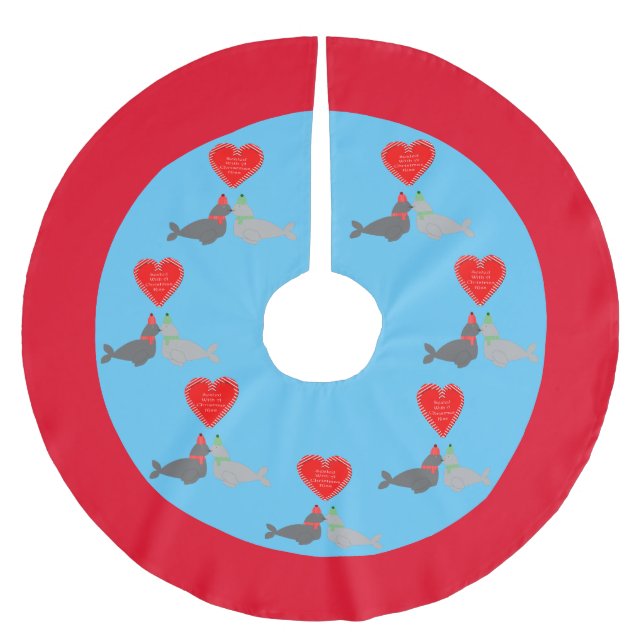 Saia Para Árvore De Natal De Poliéster Focos de Beijo de Natal bonitos (Frente)