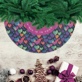 Saia Para Árvore De Natal De Poliéster Fofo Aconchegante Colorido Coração Natal Aquarela