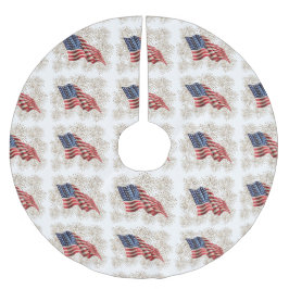 Saia Para Árvore De Natal De Poliéster Fogos-de-artifício americanos da bandeira e do 4