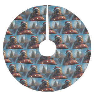 Saia Para Árvore De Natal De Poliéster Folha de Cachorro Belga Porta copos Natal