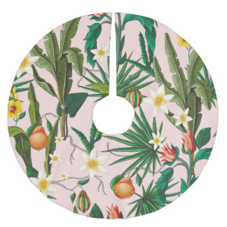 Saia Para Árvore De Natal De Poliéster Folha tropical, flor, padrão de fruta.
