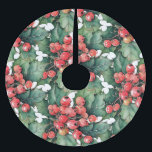 Saia Para Árvore De Natal De Poliéster Folhas de bagas ocas de coloração aquosa da vindim<br><div class="desc">Uma pintura de aquarela vintage de bagas e folhas sagradas clássicas. Personalizável!</div>