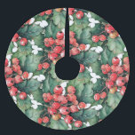 Saia Para Árvore De Natal De Poliéster Folhas de bagas ocas de coloração aquosa da vindim<br><div class="desc">Uma pintura de aquarela vintage de bagas e folhas sagradas clássicas. Personalizável!</div>