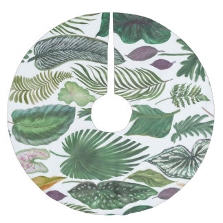 Saia Para Árvore De Natal De Poliéster Folhas tropicais: fundo sem costura de aquarela