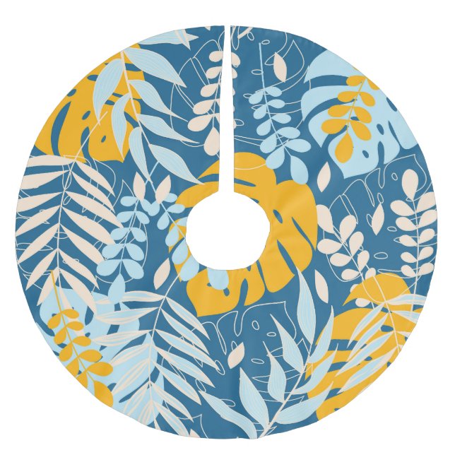 Saia Para Árvore De Natal De Poliéster Folhas Tropicais: Selva Abstrato (Frente)