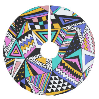 Saia Para Árvore De Natal De Poliéster Formas Geométricas Retroativas: Vintagem Colorida.