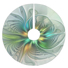Saia Para Árvore De Natal De Poliéster Fractal de Flor Abstrato moderna fantasia colorida