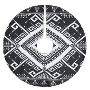 Saia Para Árvore De Natal De Poliéster Fronteira étnica geométrica indiana, abstrato.