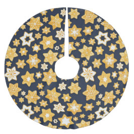 Saia Para Árvore De Natal De Poliéster Frota de Cookies de Natal com fundo de Cinza Azul