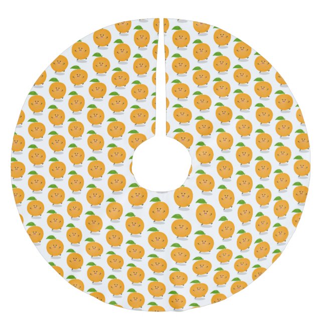 Saia Para Árvore De Natal De Poliéster Fruta de citrinos de laranja-dança (Frente)