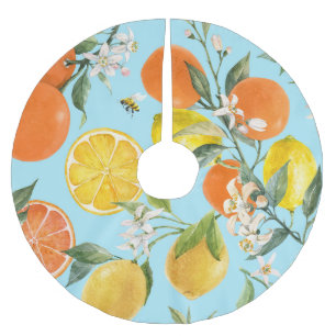 Saia Para Árvore De Natal De Poliéster Frutas de Citros de Aquarelas: Desenhados à Mão