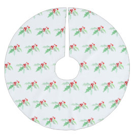 Saia Para Árvore De Natal De Poliéster Frutas vermelhas Holanda Amoras de Natal, cor verd