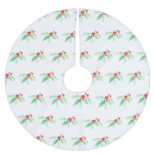 Saia Para Árvore De Natal De Poliéster Frutas vermelhas Holly Cor da água de Natal verme
