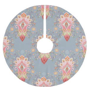 Saia Para Árvore De Natal De Poliéster Fundo da Pena de Peacock Oriental Paisley