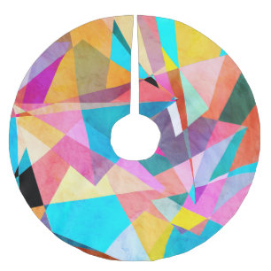 Saia Para Árvore De Natal De Poliéster Fundo de Aquarela Geométrica abstrato Colorida