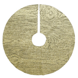 Saia Para Árvore De Natal De Poliéster Fundo de Textura Dourada com Largura de Madeira