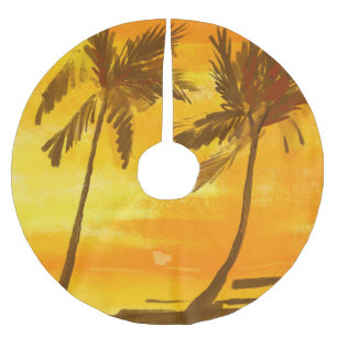 Saia Para Árvore De Natal De Poliéster Fundo de Verão das Palmeiras Tropicais