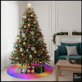 Saia Para Árvore De Natal De Poliéster Fundo Digital de Xadrez Vertical com Gradiente de