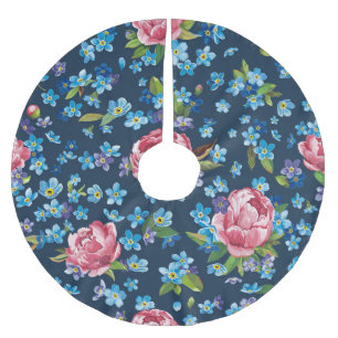 Saia Para Árvore De Natal De Poliéster Fundo Retroativo de Peões Rosa Elegantes