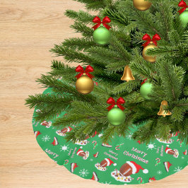 Saia Para Árvore De Natal De Poliéster Futebol de Natal Alegre Com Padrão de Lanche 