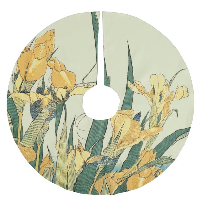 Saia Para Árvore De Natal De Poliéster Gafanhoto Hokusai e íris Japão (Frente)