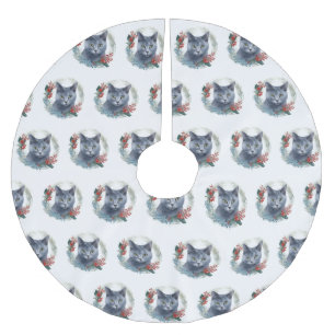 Saia Para Árvore De Natal De Poliéster Gato Azul Russo no Aro de Natal Kit de Gatinhos Fe