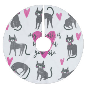 Saia Para Árvore De Natal De Poliéster Gato bonito: ilustração com cartazes de amor.