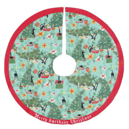 Saia Para Árvore De Natal De Poliéster Gato Engraçado Encontra Árvore de Natal