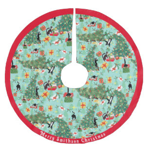 Saia Para Árvore De Natal De Poliéster Gato Engraçado Encontra Árvore de Natal