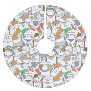 Saia Para Árvore De Natal De Poliéster Gatos