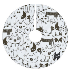 Saia Para Árvore De Natal De Poliéster Gatos de rabisco: padrão perfeito engraçado.