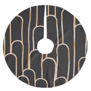 Saia Para Árvore De Natal De Poliéster Geometria da Arte Deco: Papel de parede Dourado de