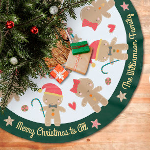 Saia Para Árvore De Natal De Poliéster Gingerbread Man Feriado Russo Verde Personalizado