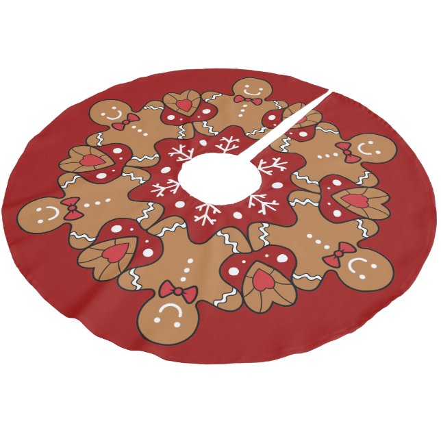 Saia Para Árvore De Natal De Poliéster Gingerbread Men E Snowflake Mandala (Inclinado)