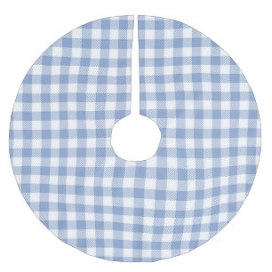 Saia Para Árvore De Natal De Poliéster Gingham Clássico Azul Verificado