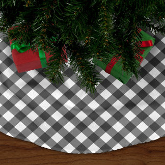 Saia Para Árvore De Natal De Poliéster Gingham Negro