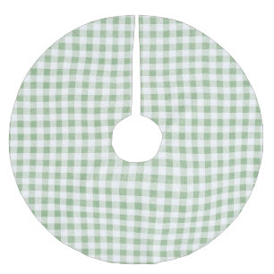 Saia Para Árvore De Natal De Poliéster Gingham White Sage Russo Moderno
