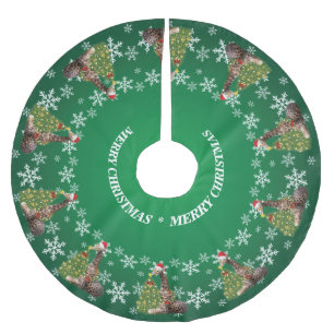 Saia Para Árvore De Natal De Poliéster Girafas de Natal Impressionantes e Verdes