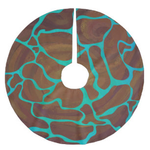 Saia Para Árvore De Natal De Poliéster Giraffe Brown e Teal Impressão